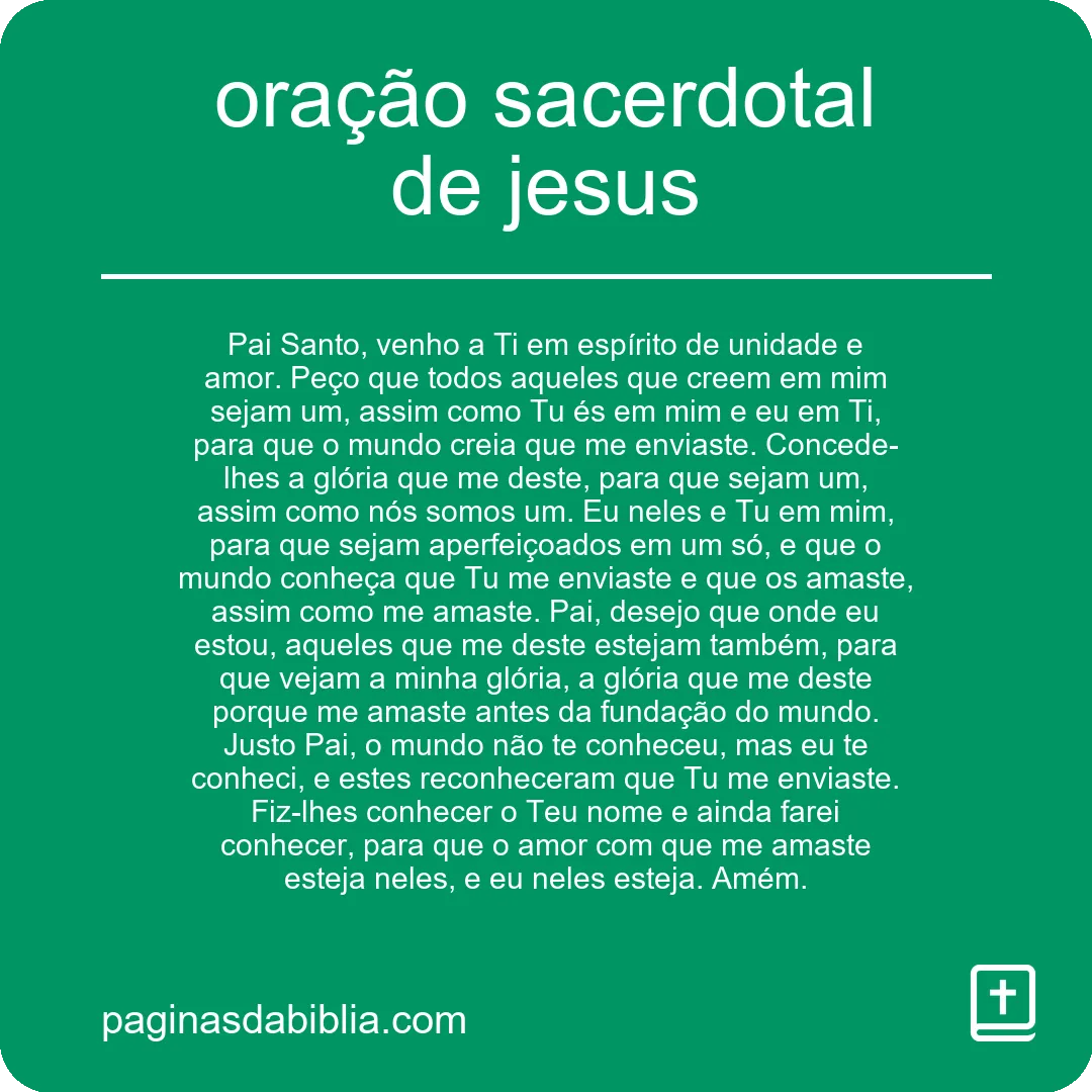 oração sacerdotal de jesus