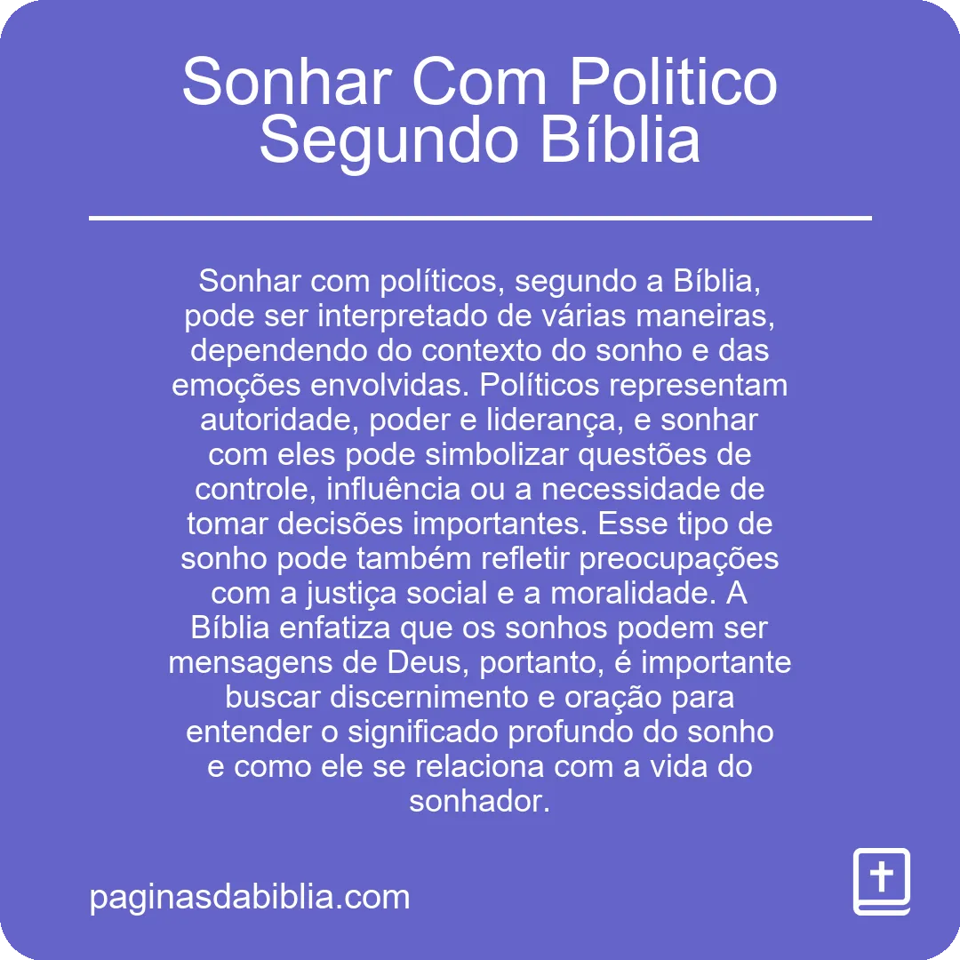 Sonhar Com Politico Segundo Bíblia