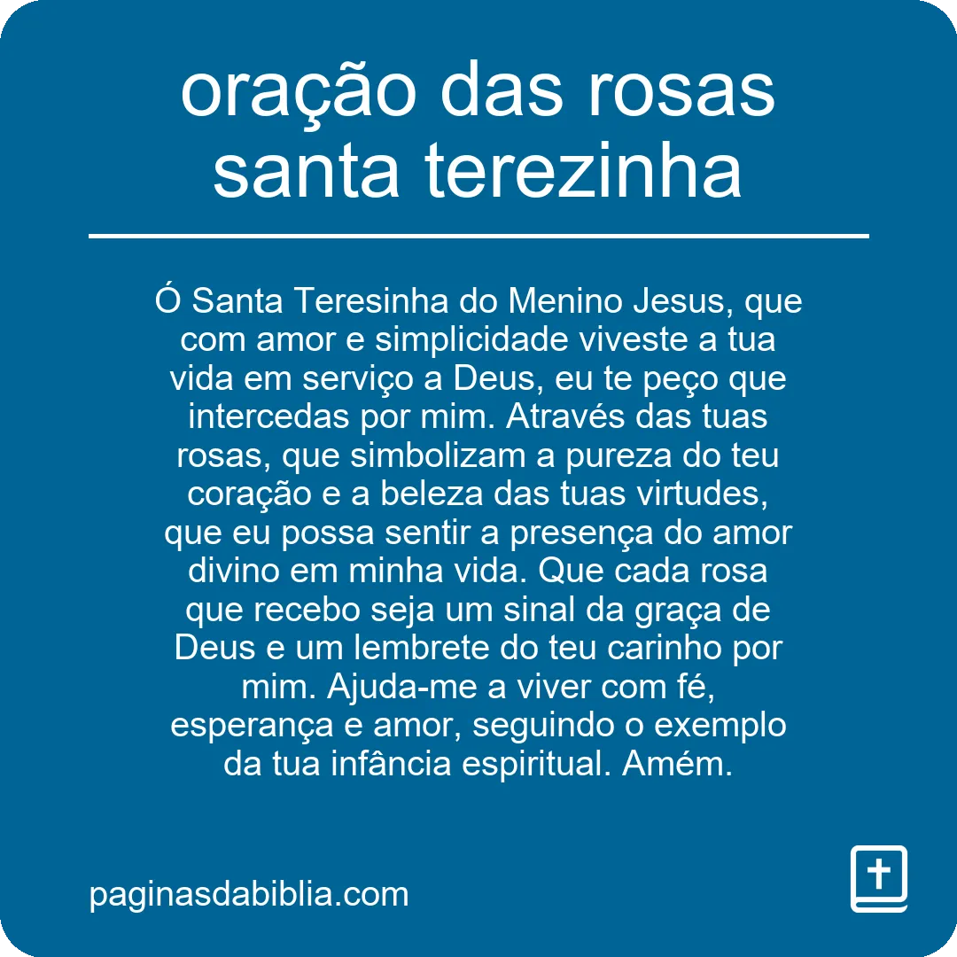 oração das rosas santa terezinha