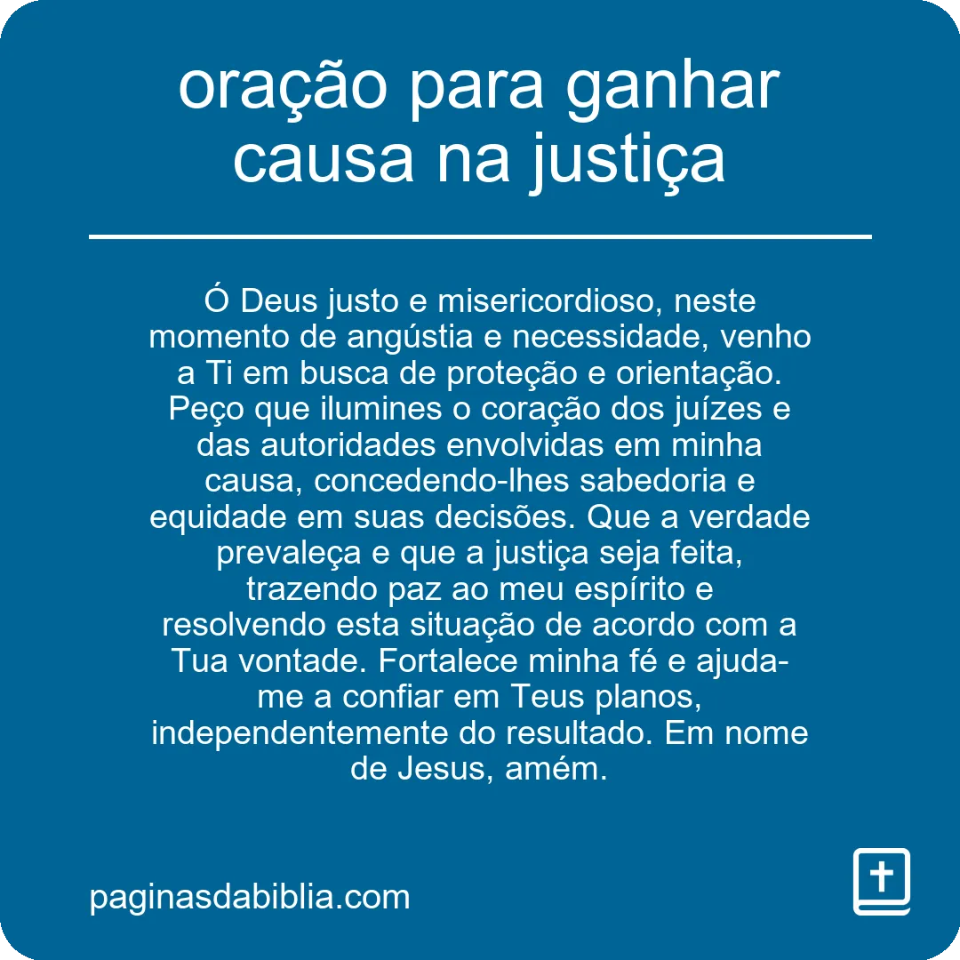 oração para ganhar causa na justiça