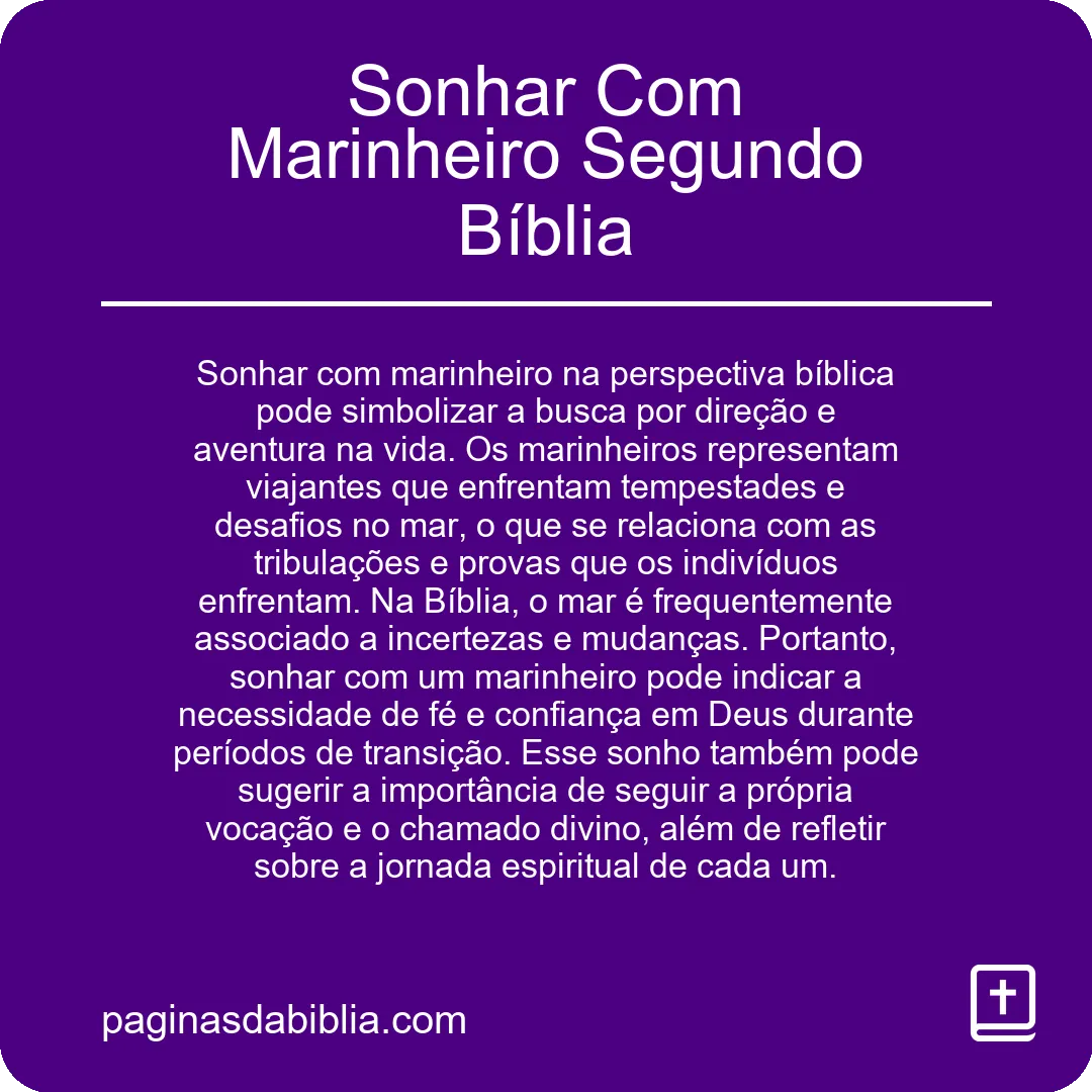 Sonhar Com Marinheiro Segundo Bíblia