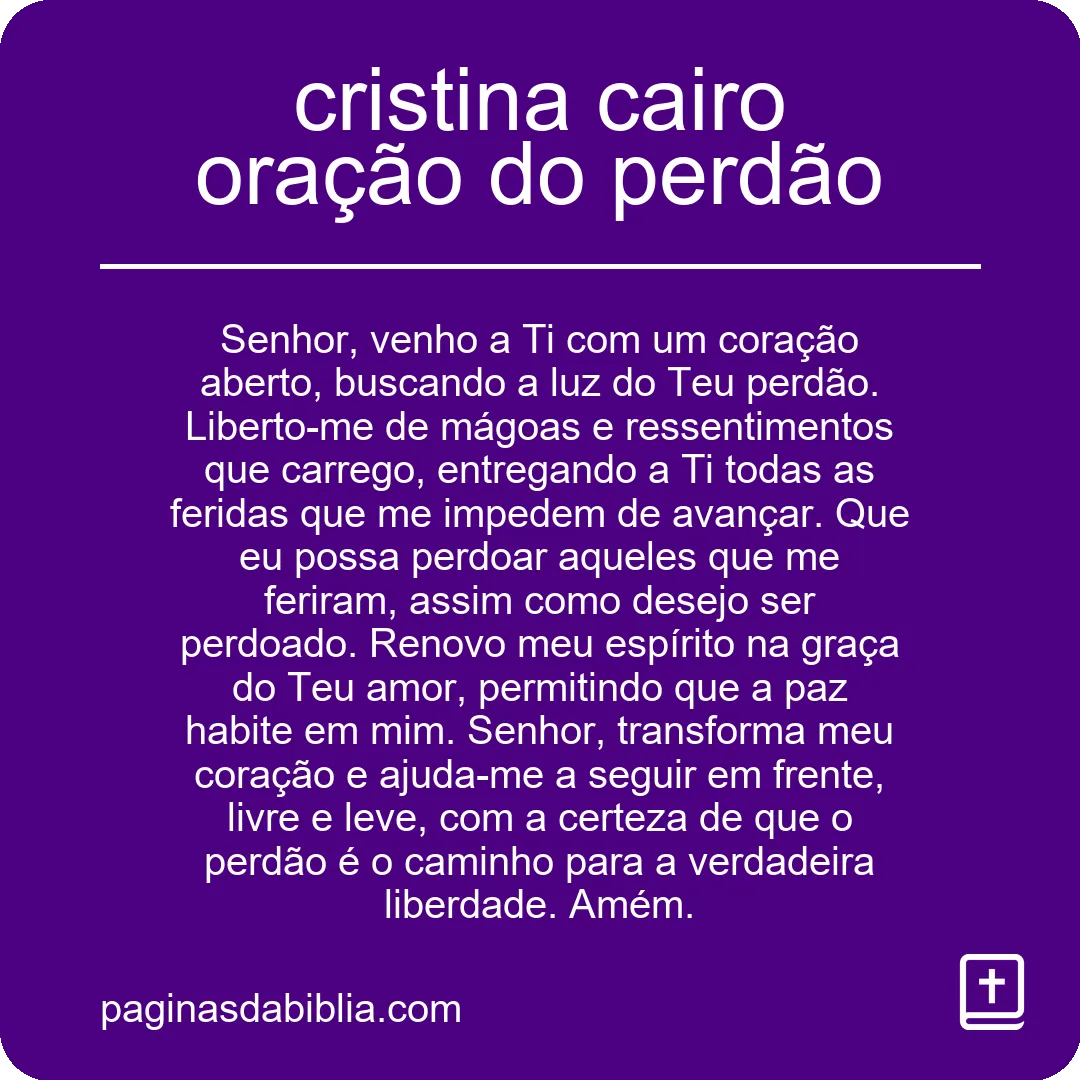 cristina cairo oração do perdão