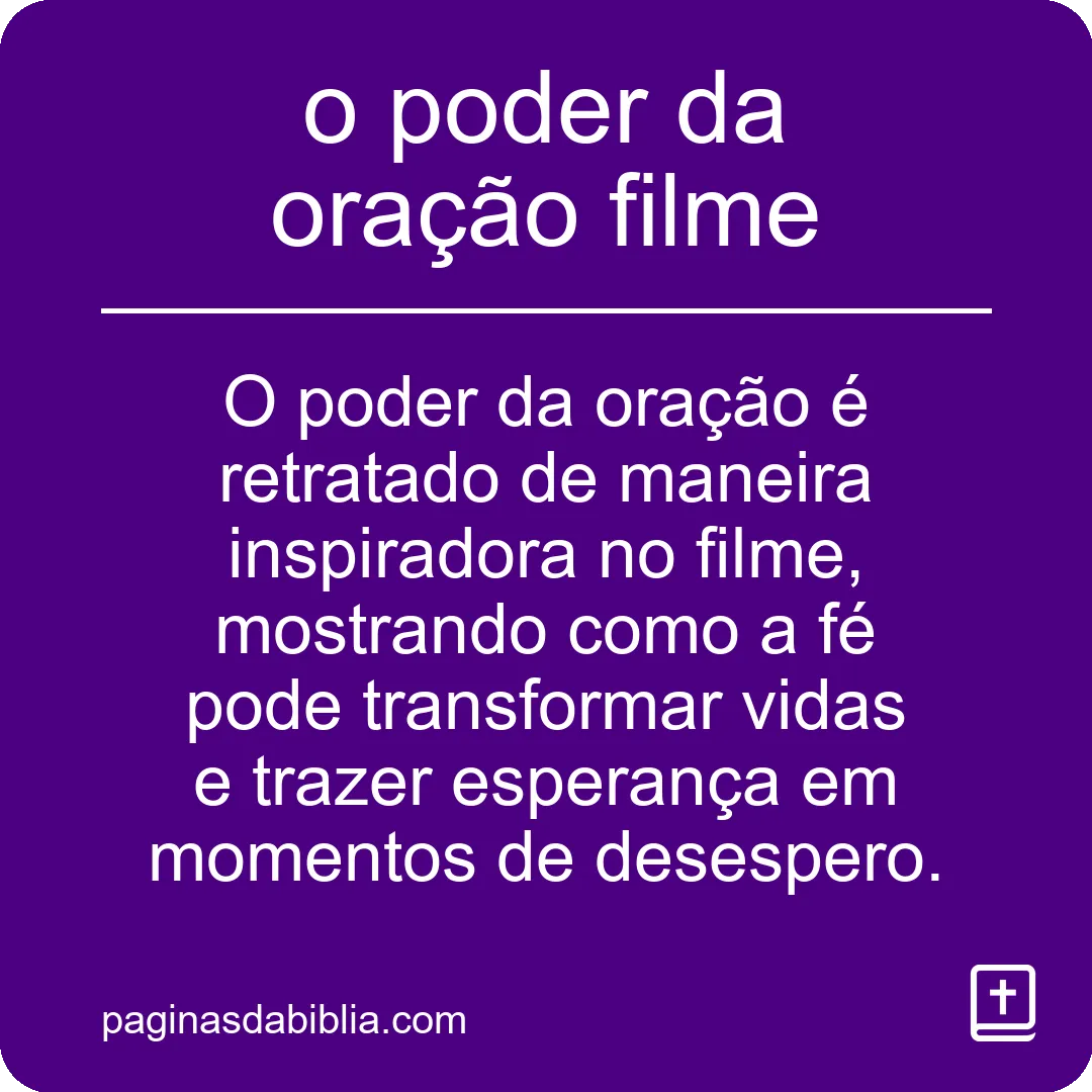 o poder da oração filme