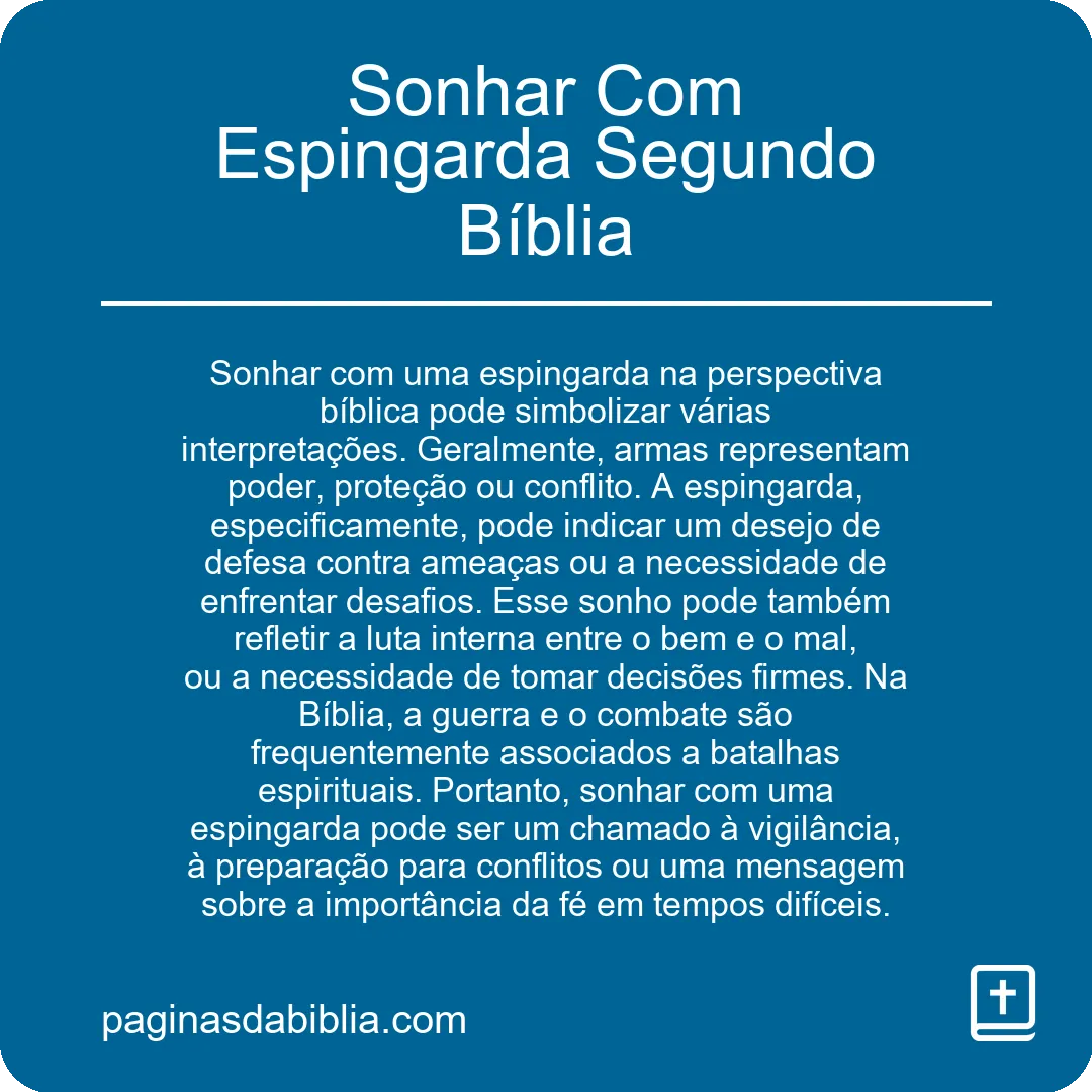 Sonhar Com Espingarda Segundo Bíblia