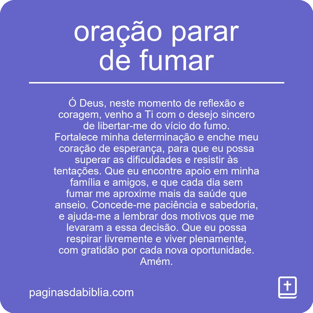 oração parar de fumar