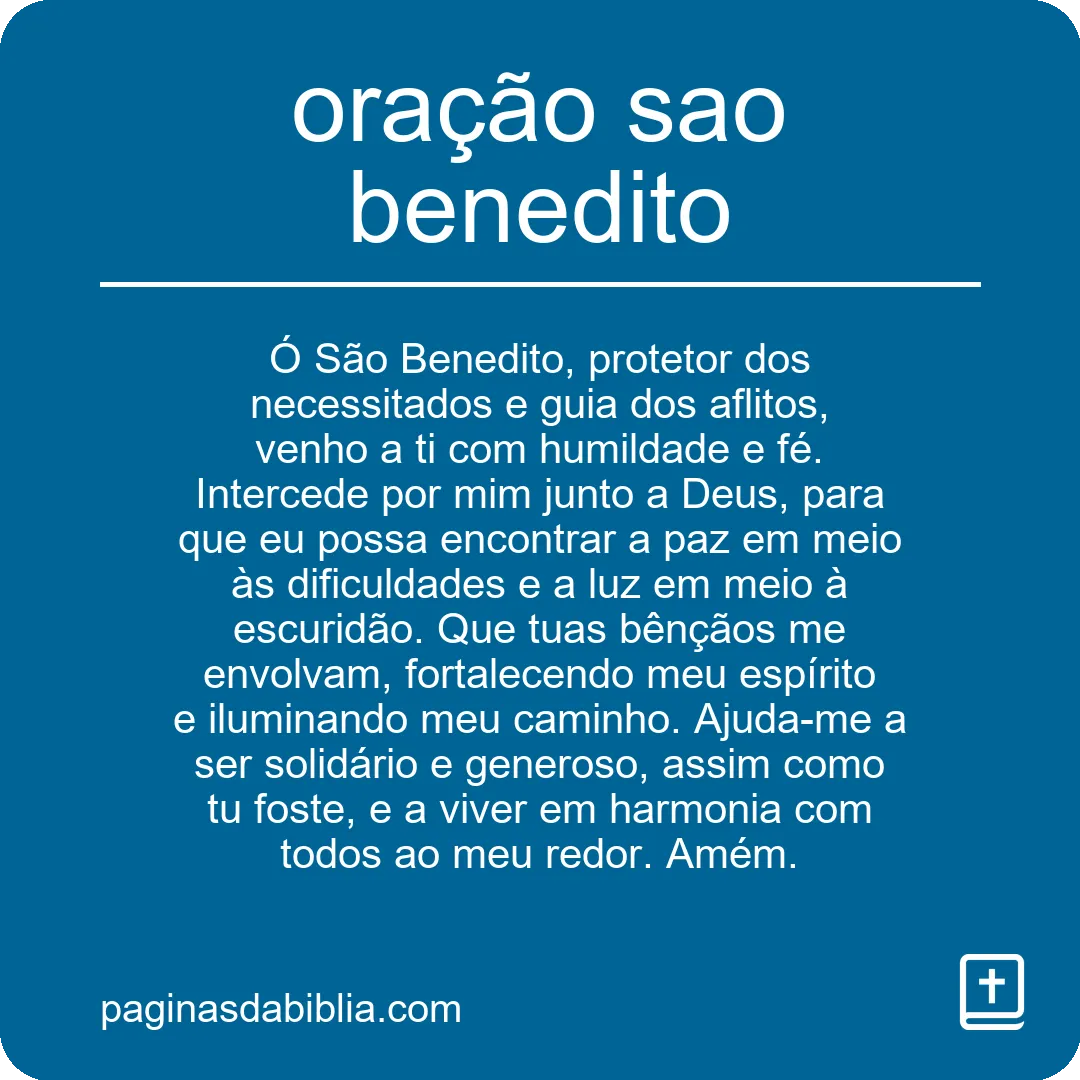 oração sao benedito