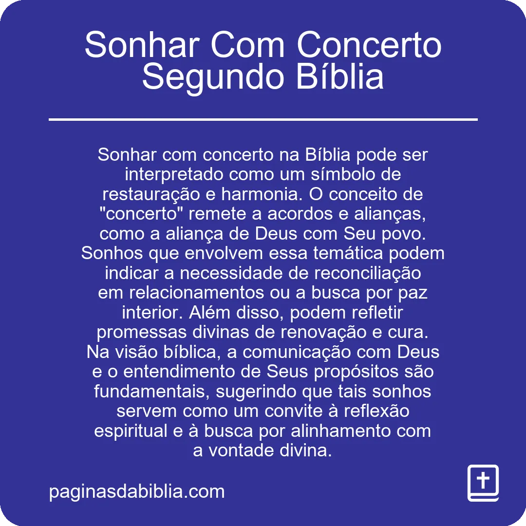 Sonhar Com Concerto Segundo Bíblia