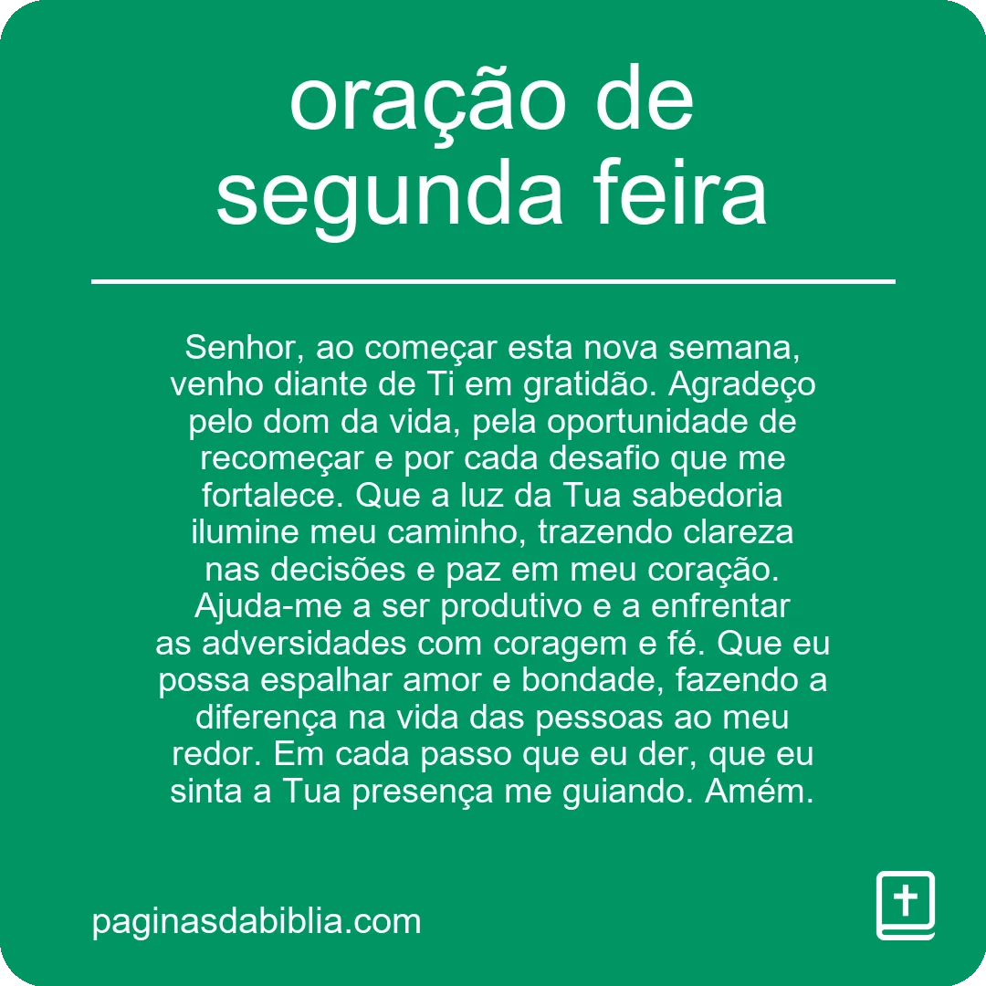 oração de segunda feira