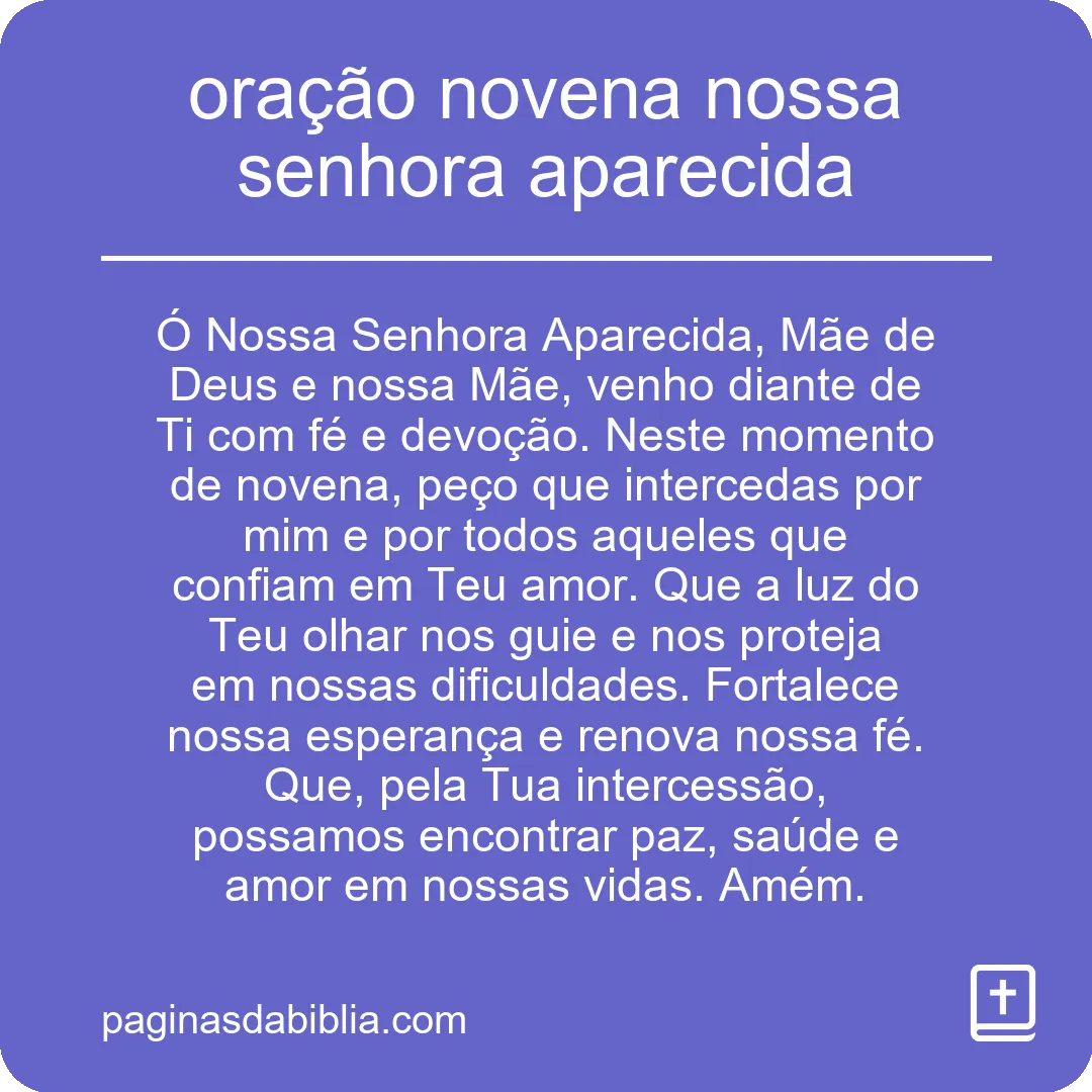 oração novena nossa senhora aparecida