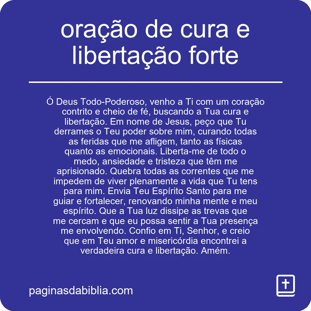 oração de cura e libertação forte