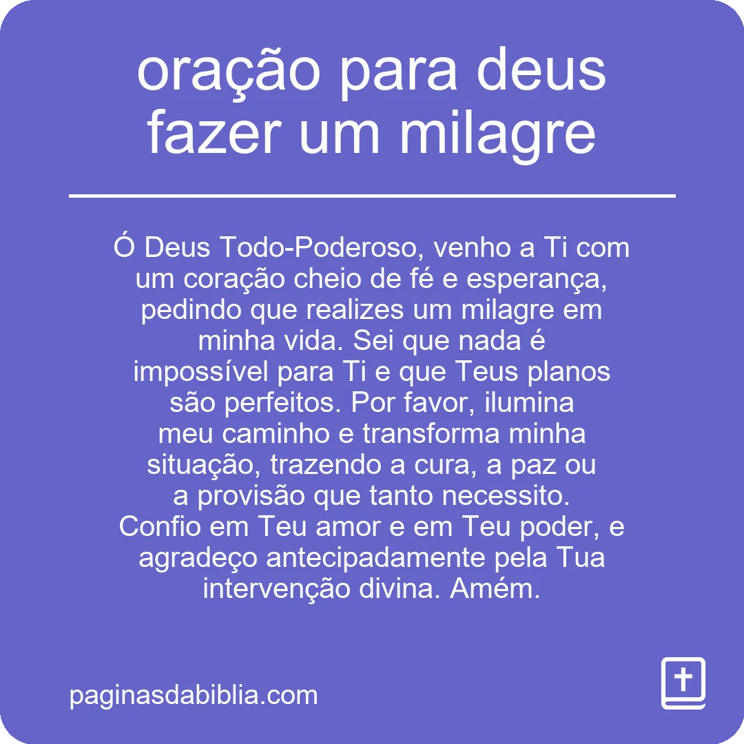 oração para deus fazer um milagre