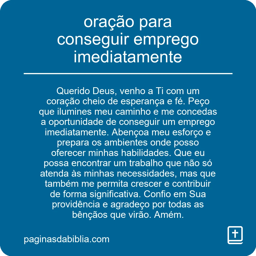 oração para conseguir emprego imediatamente