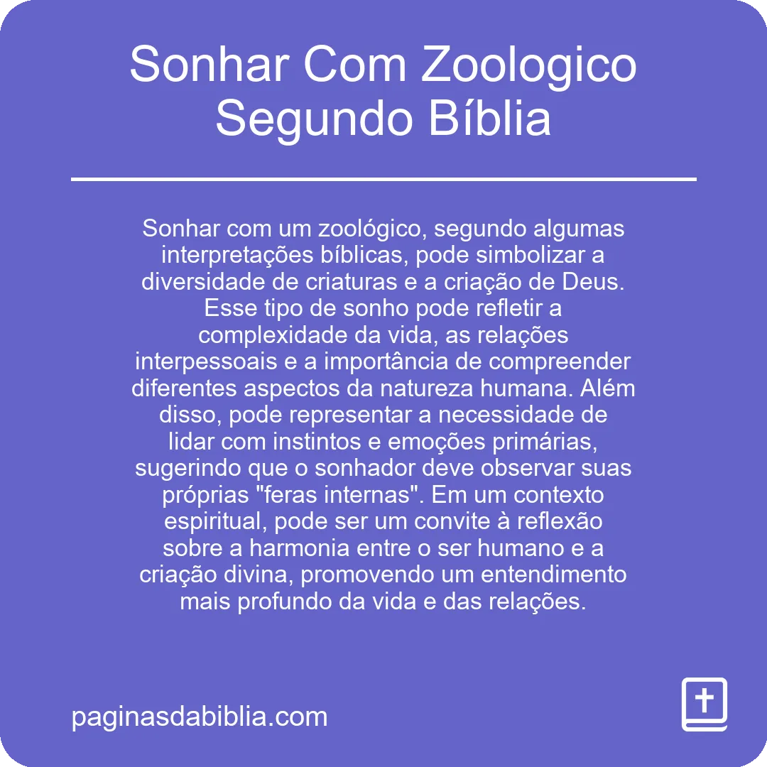 Sonhar Com Zoologico Segundo Bíblia