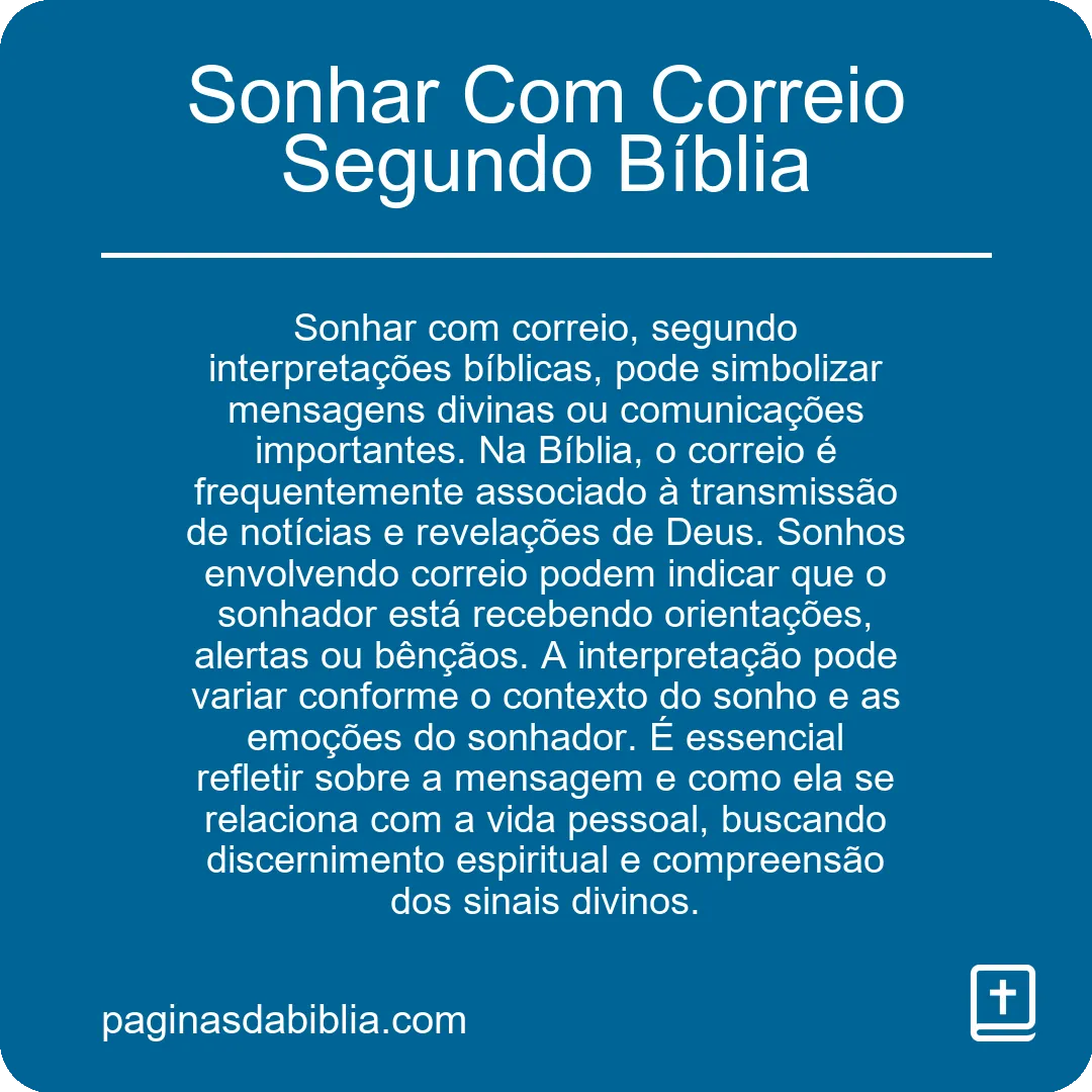 Sonhar Com Correio Segundo Bíblia