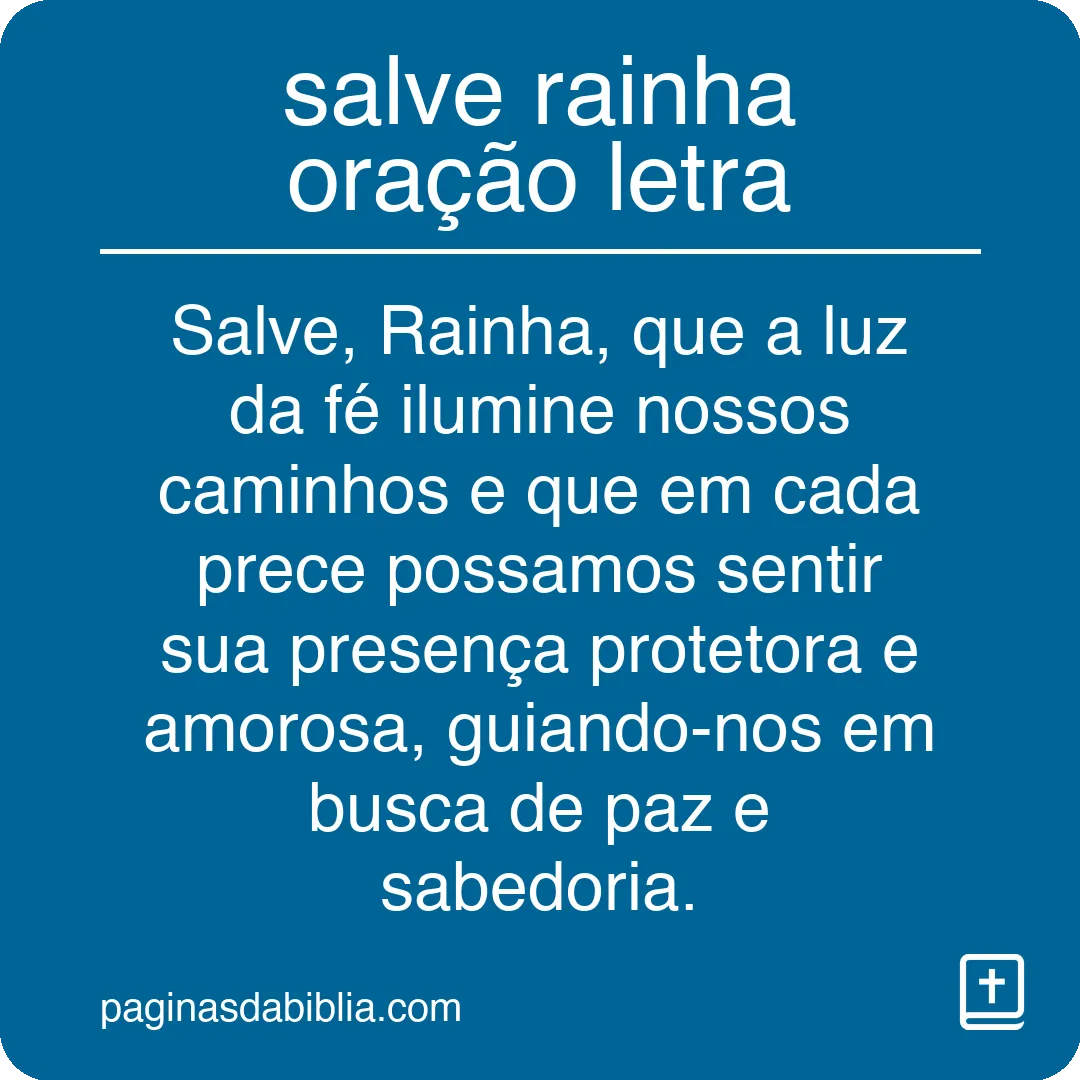 salve rainha oração letra