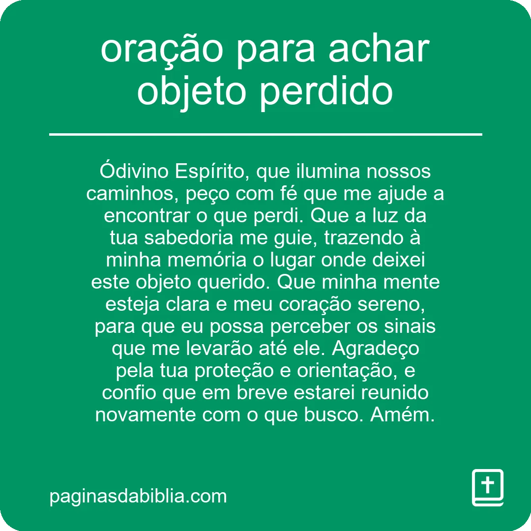 oração para achar objeto perdido