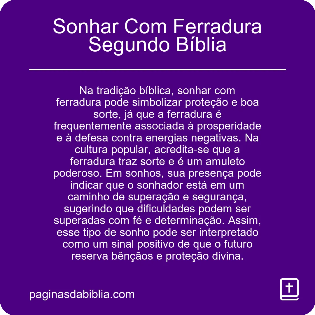 Sonhar Com Ferradura Segundo Bíblia