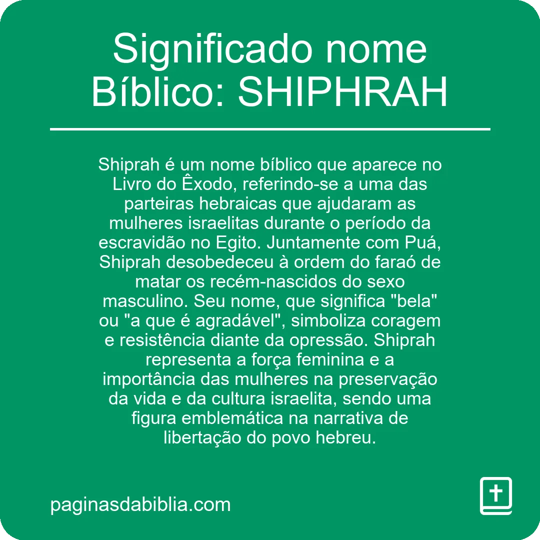 Significado nome Bíblico: SHIPHRAH