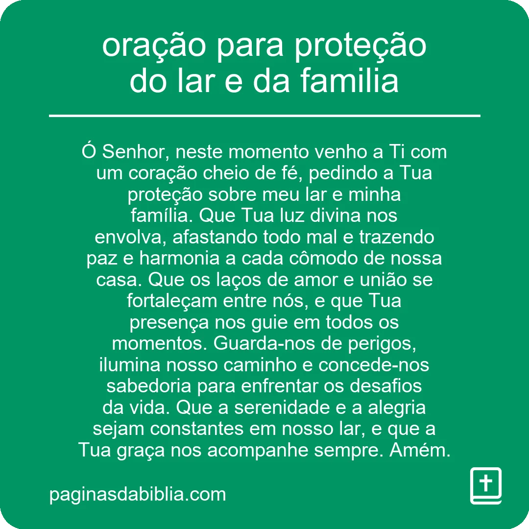 oração para proteção do lar e da familia