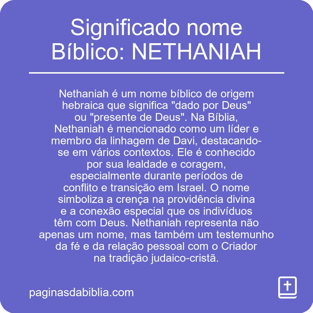 Significado nome Bíblico: NETHANIAH