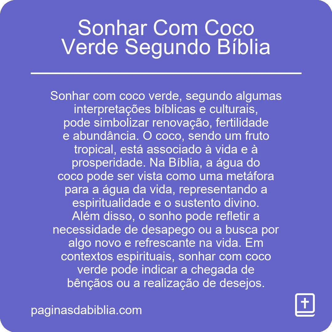 Sonhar Com Coco Verde Segundo Bíblia