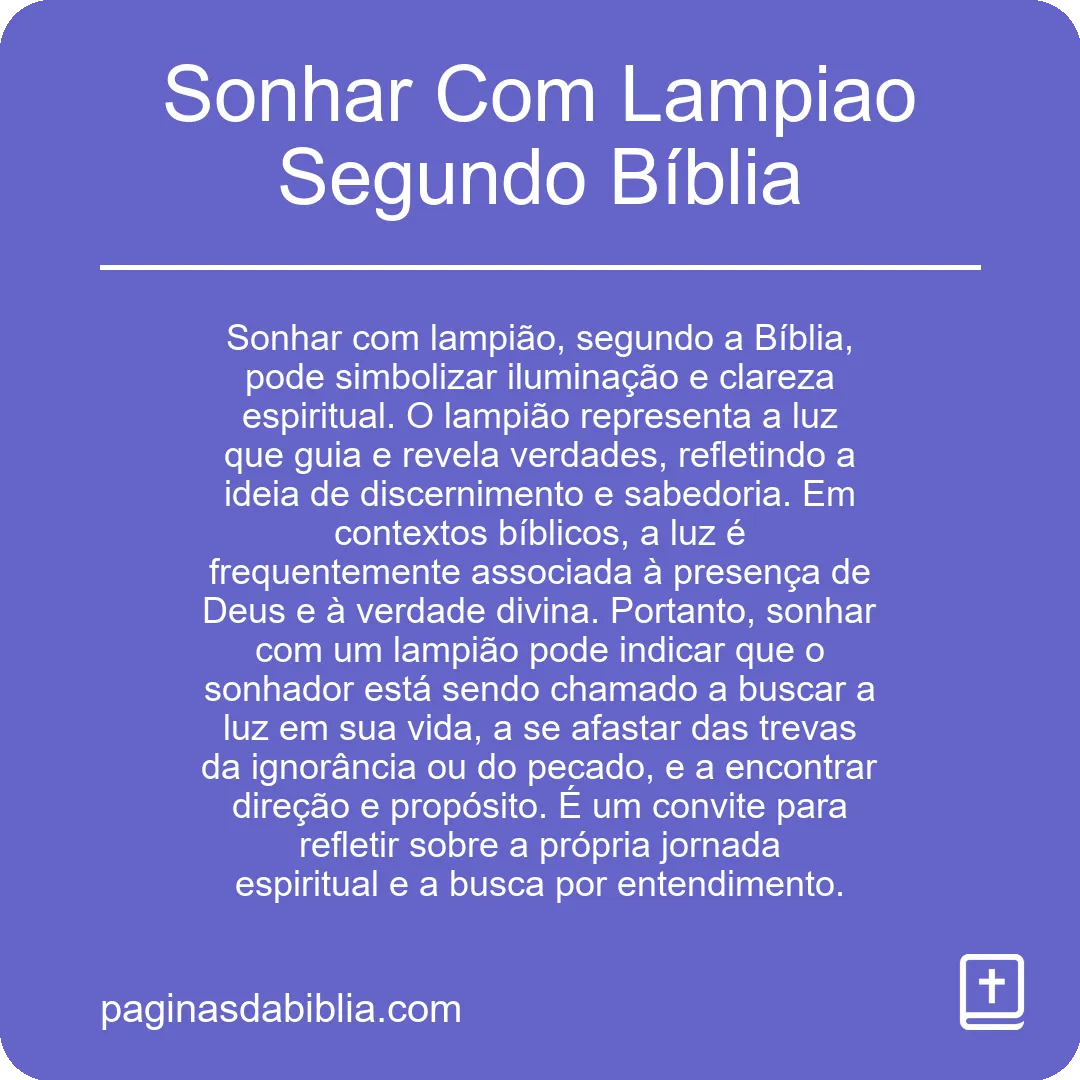 Sonhar Com Lampiao Segundo Bíblia