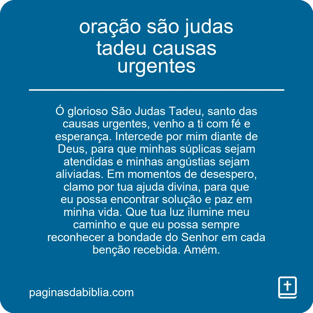 oração são judas tadeu causas urgentes