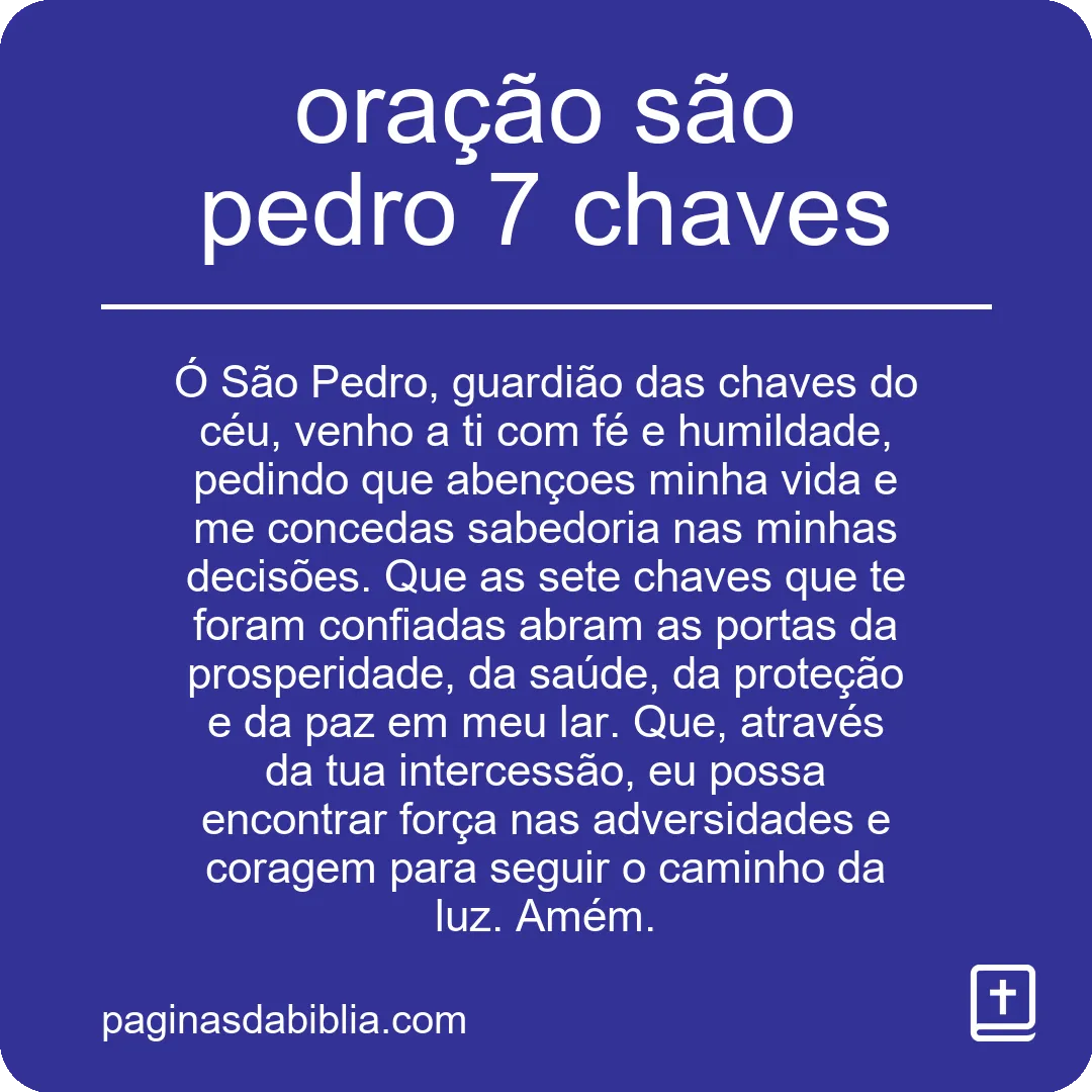 oração são pedro 7 chaves