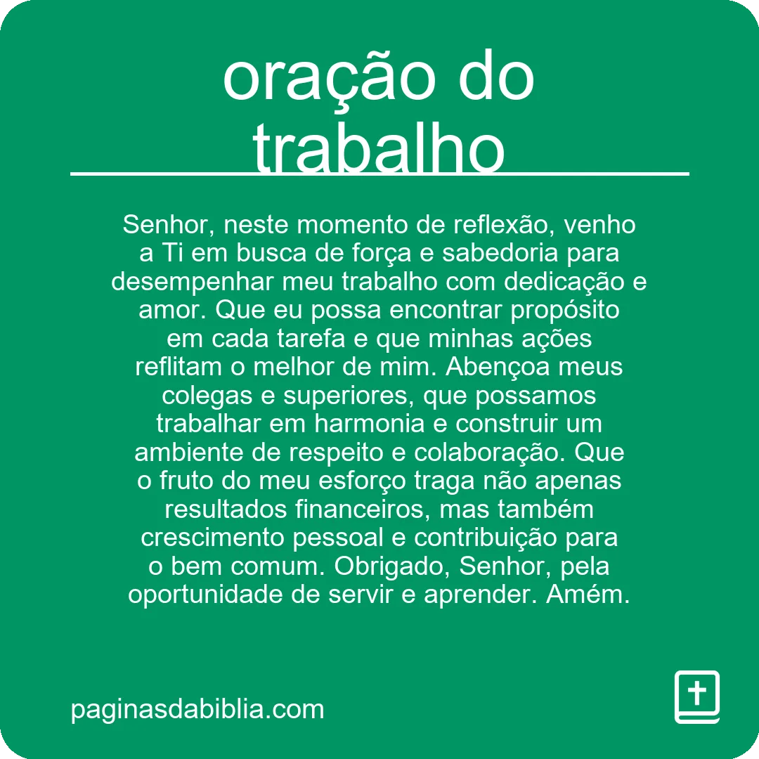 oração do trabalho