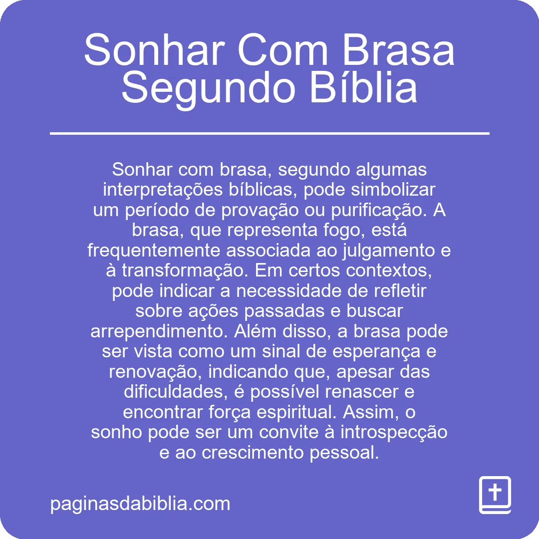 Sonhar Com Brasa Segundo Bíblia