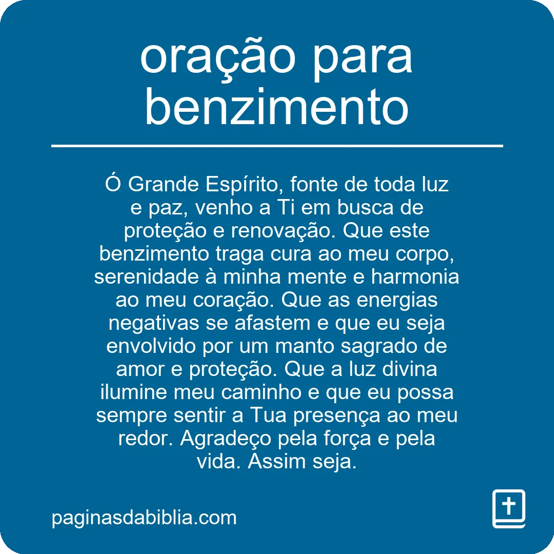 oração para benzimento