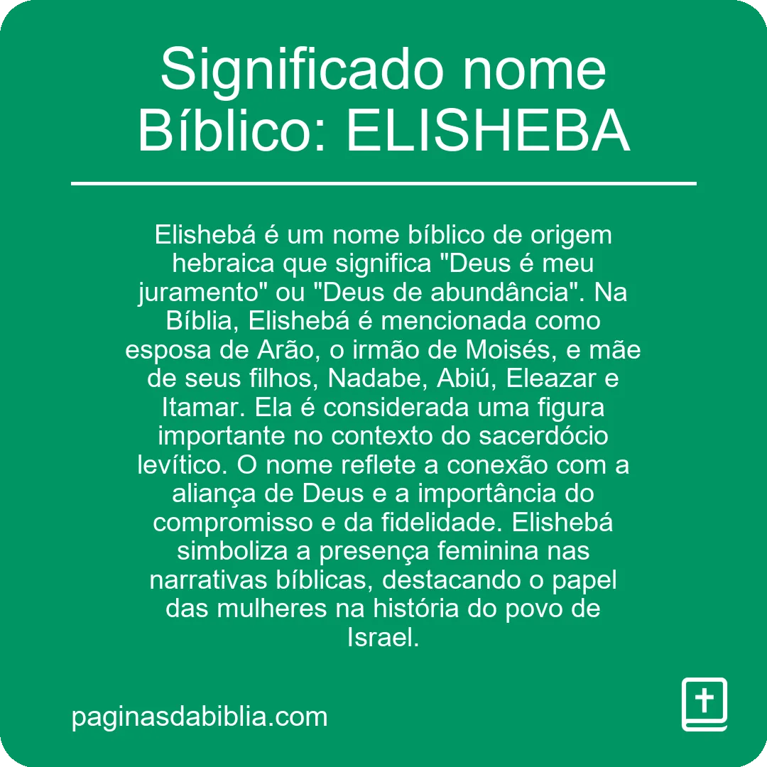 Significado nome Bíblico: ELISHEBA