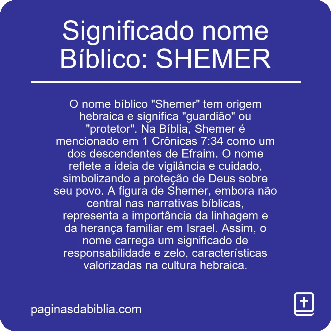 Significado nome Bíblico: SHEMER