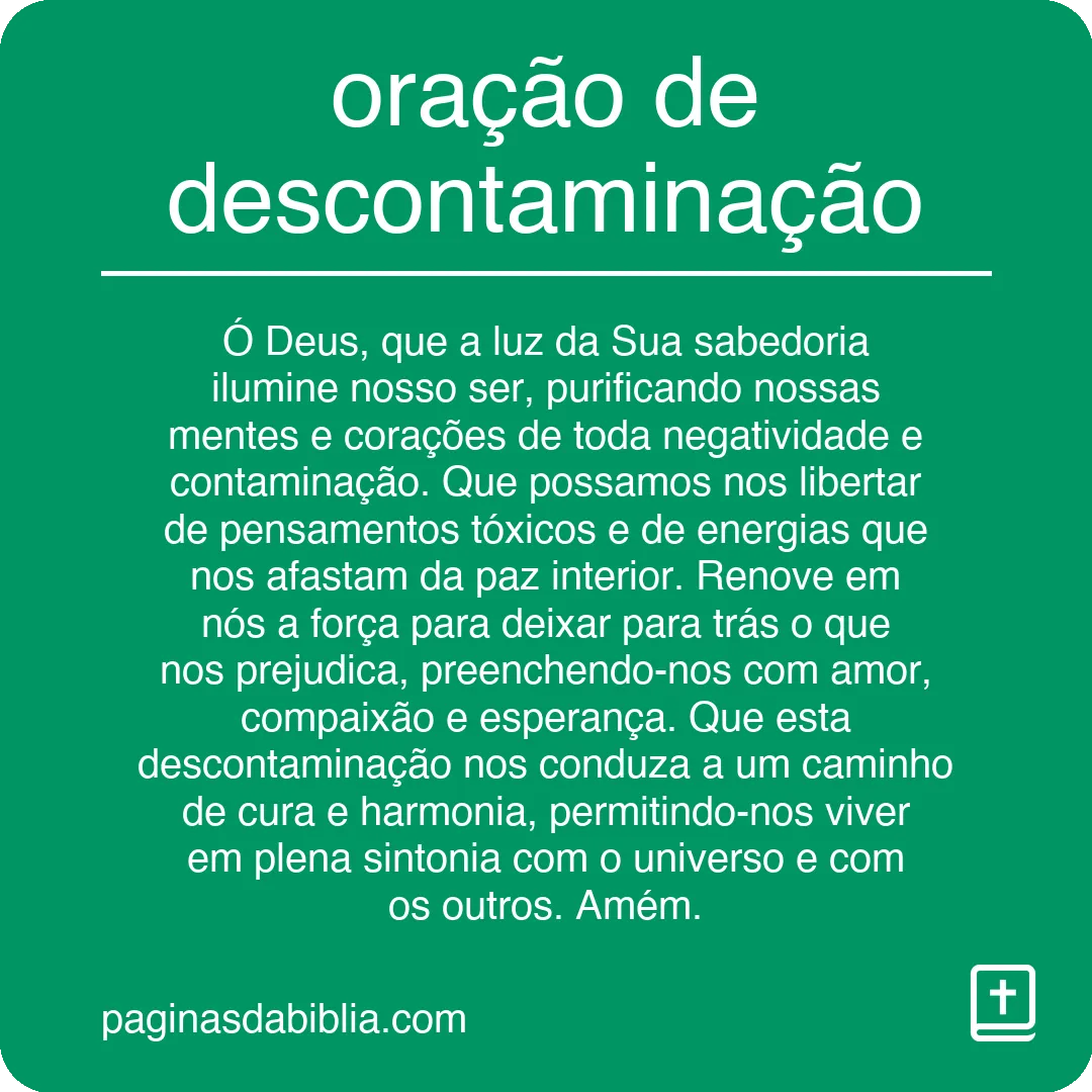 oração de descontaminação