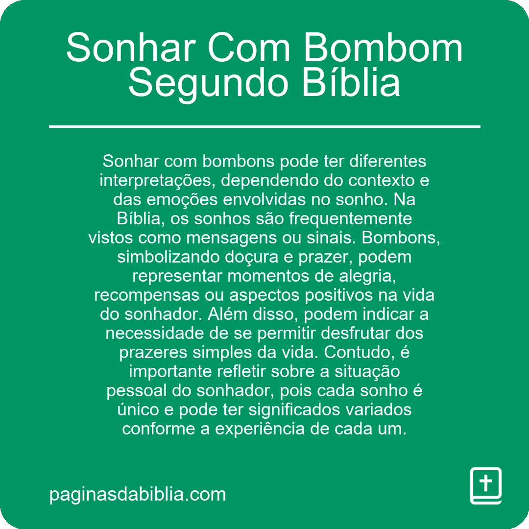 Sonhar Com Bombom Segundo Bíblia