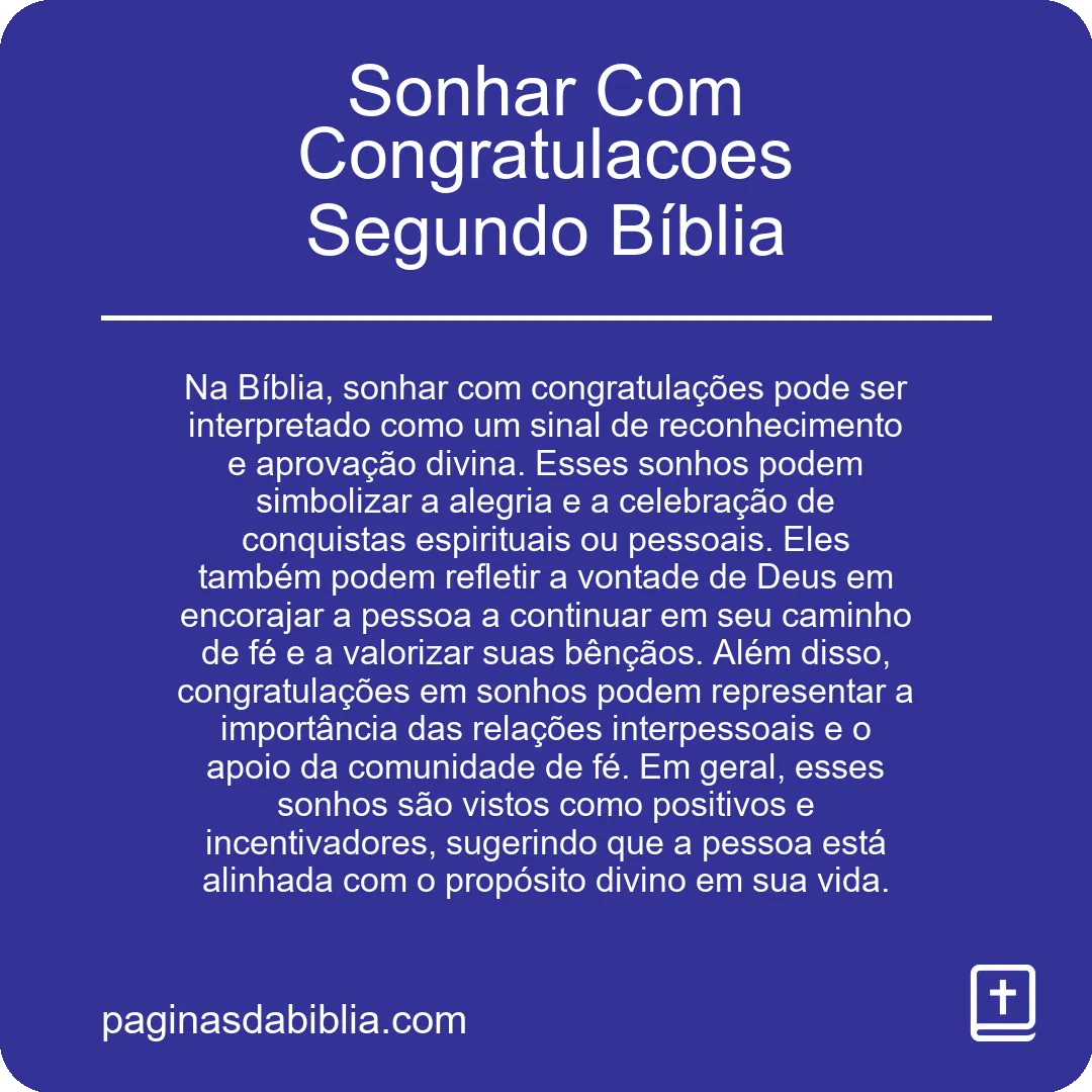 Sonhar Com Congratulacoes Segundo Bíblia