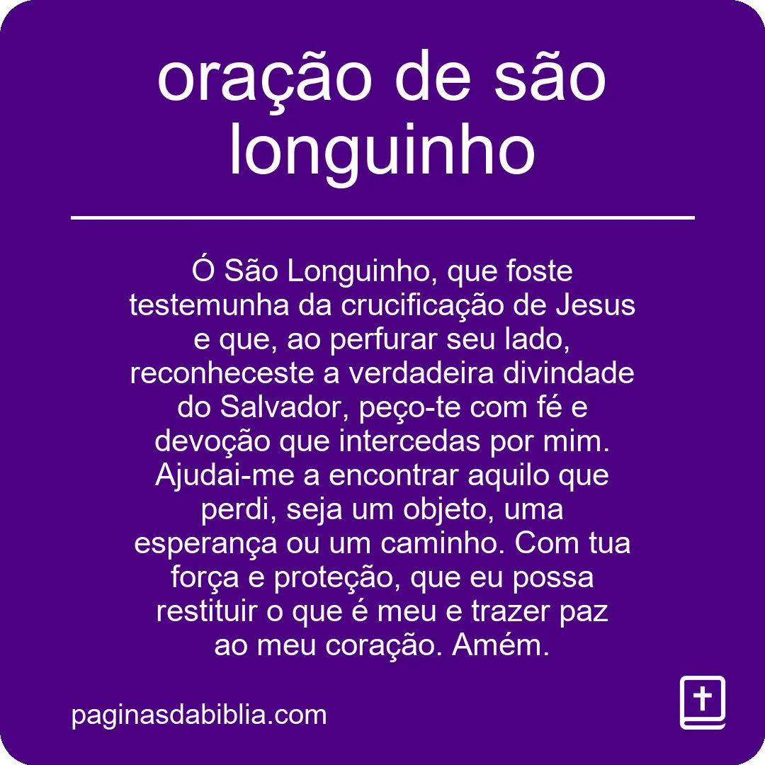 oração de são longuinho