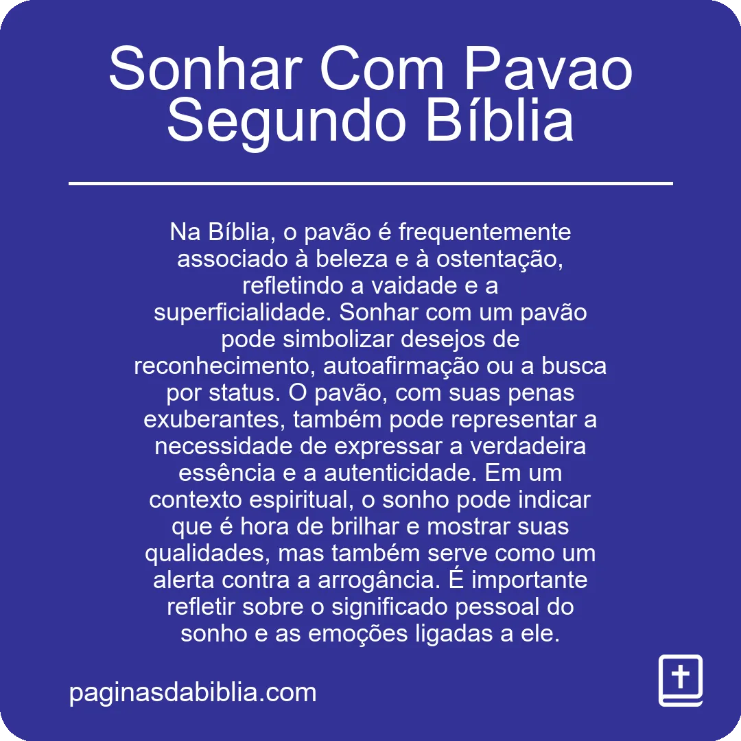 Sonhar Com Pavao Segundo Bíblia