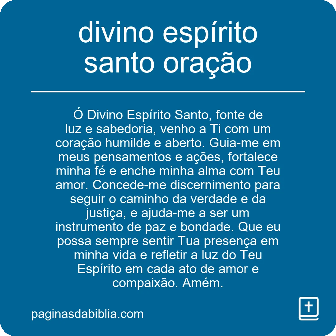 divino espírito santo oração