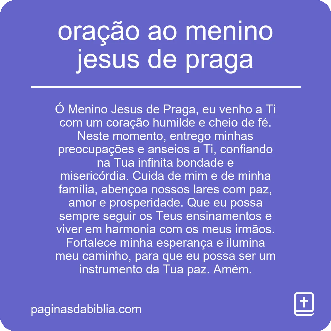 oração ao menino jesus de praga