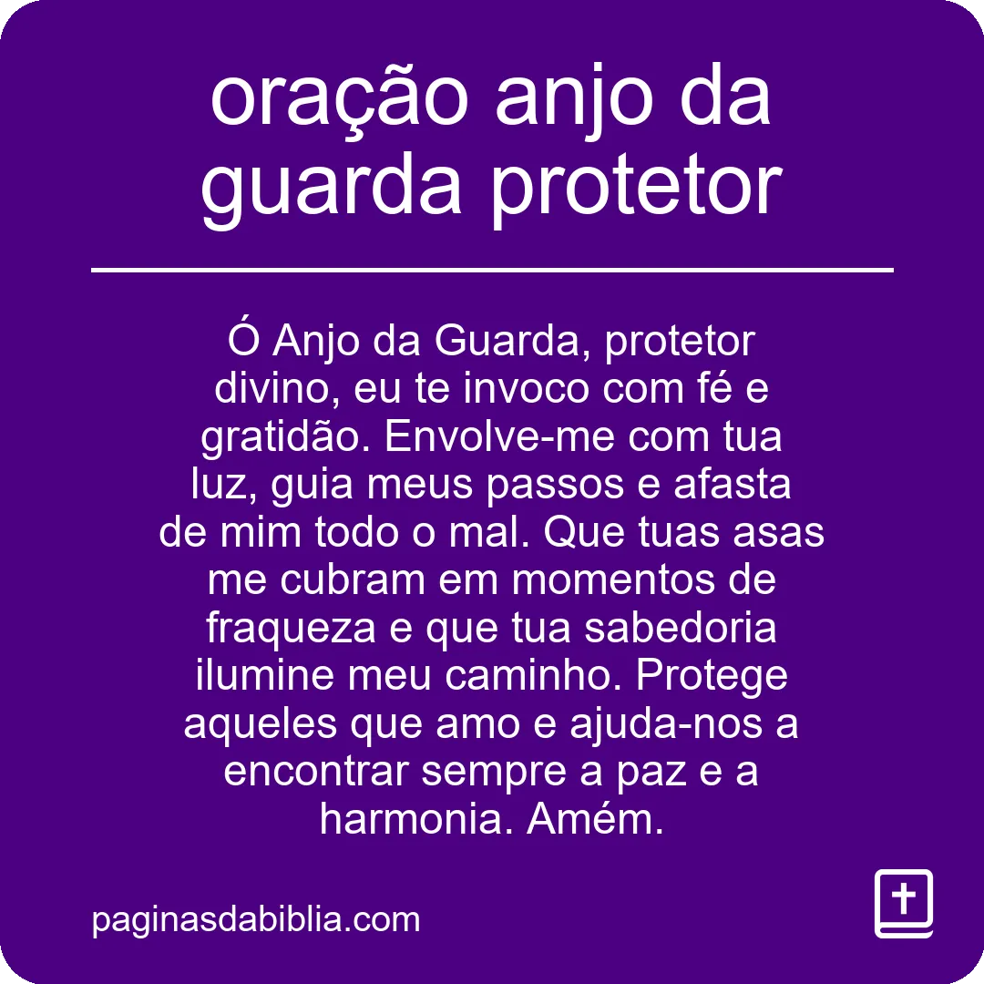 oração anjo da guarda protetor