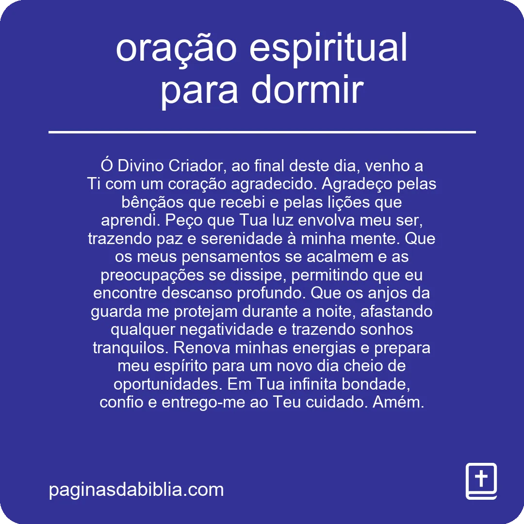 oração espiritual para dormir