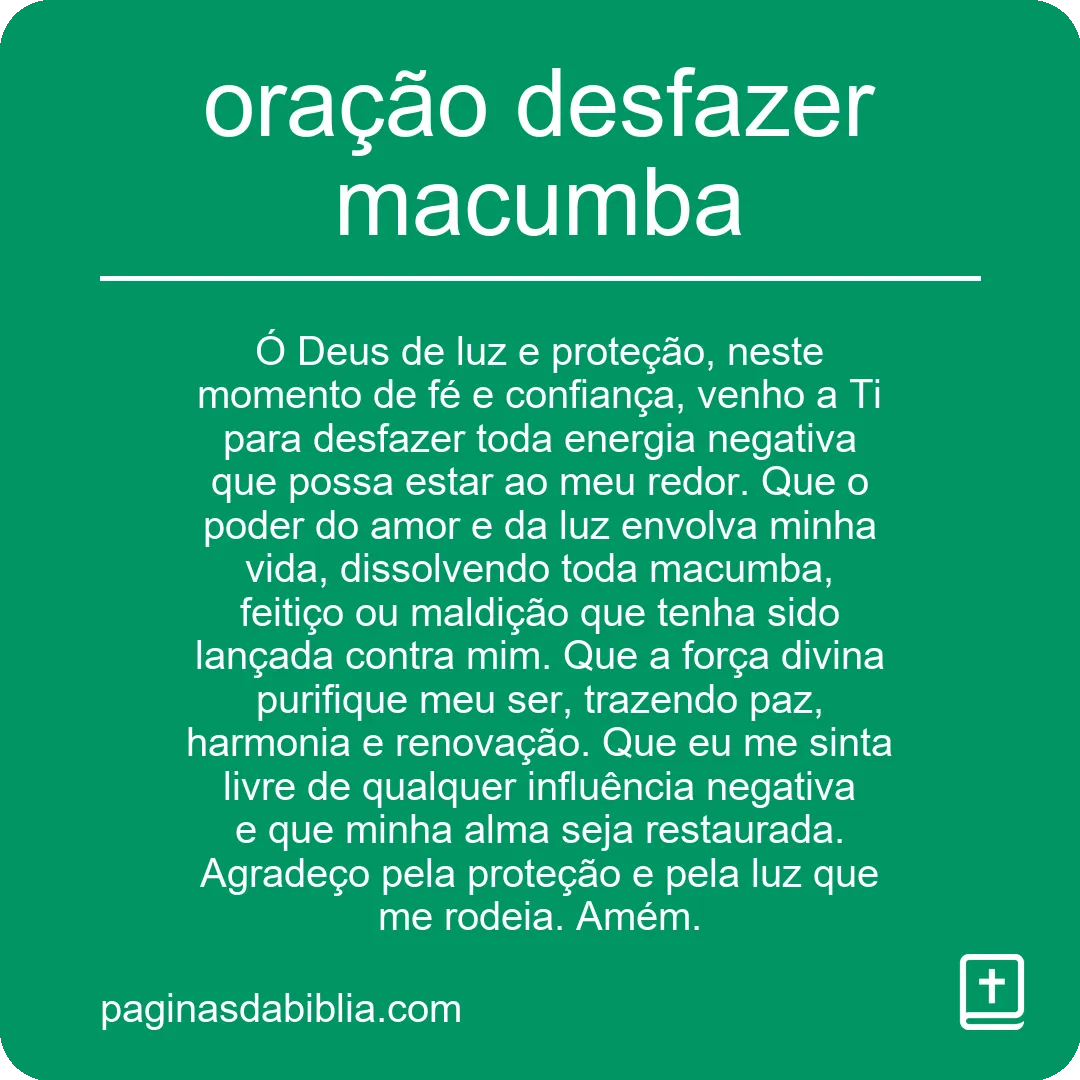 oração desfazer macumba