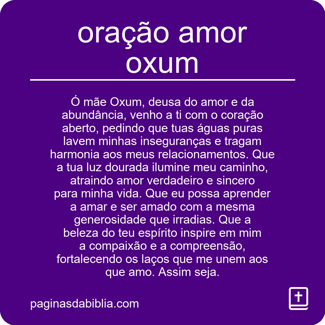 oração amor oxum