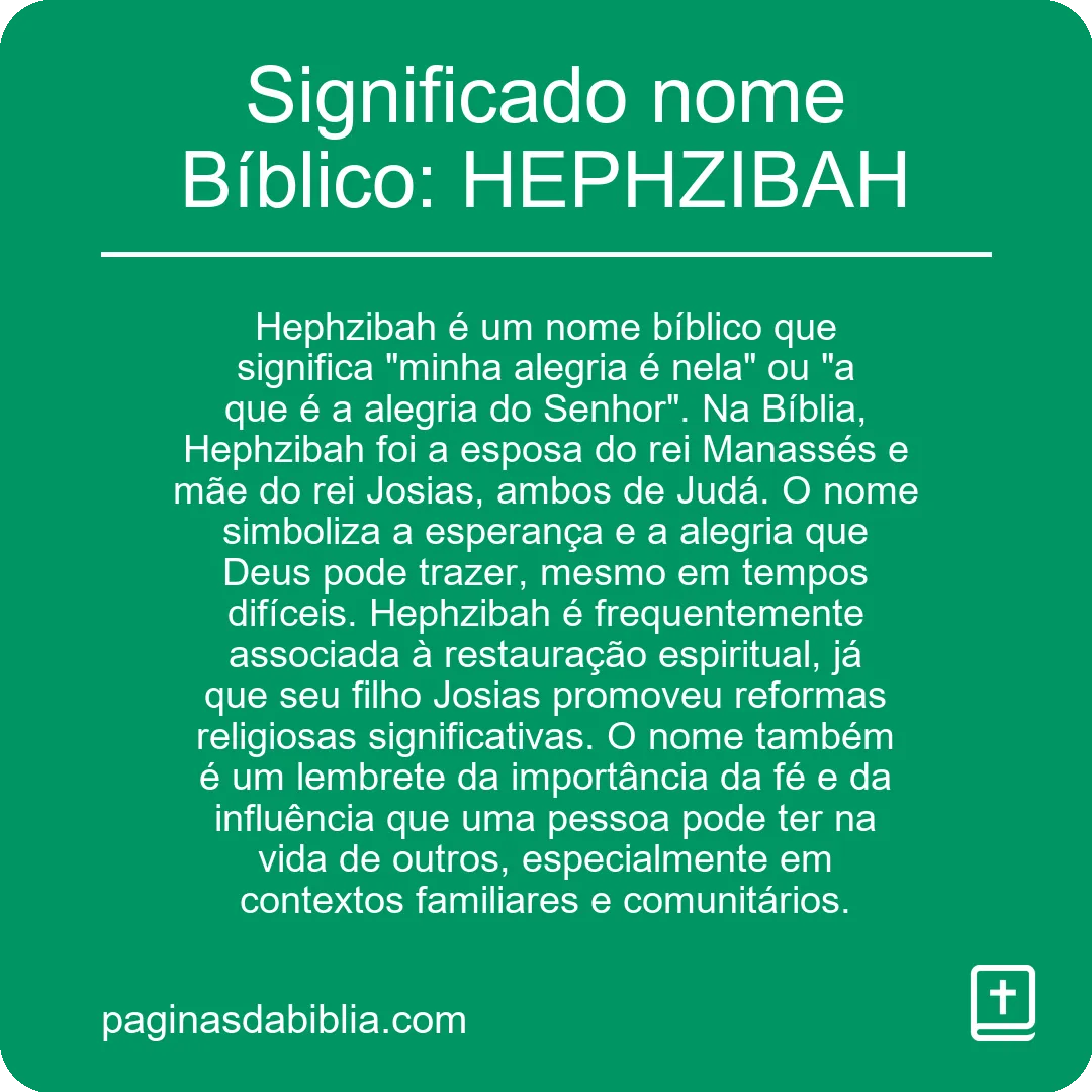 Significado nome Bíblico: HEPHZIBAH