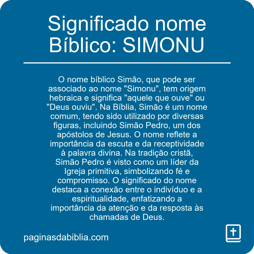 Significado nome Bíblico: SIMONU