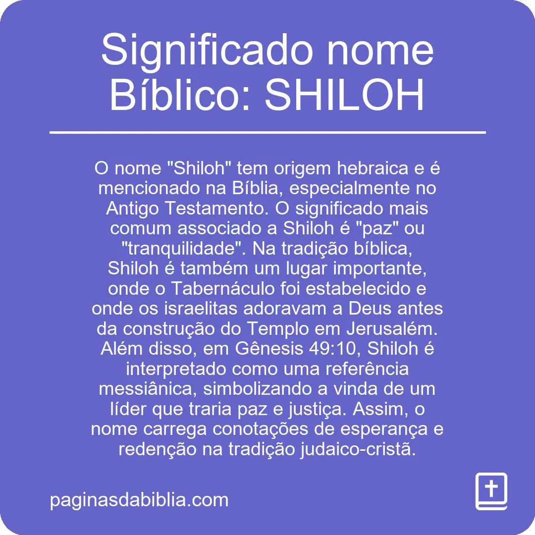 Significado nome Bíblico: SHILOH