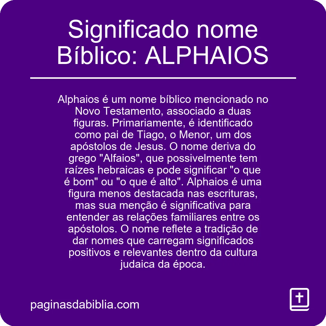 Significado nome Bíblico: ALPHAIOS