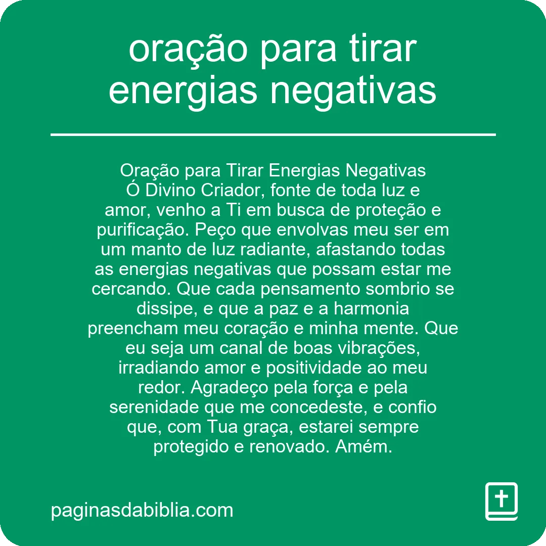 oração para tirar energias negativas