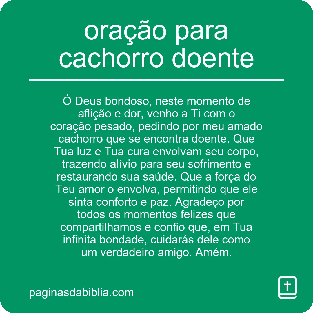 oração para cachorro doente